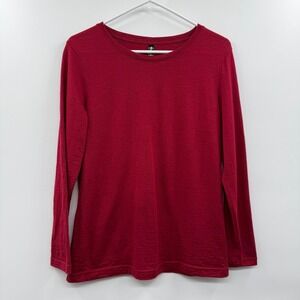 Merino Protect 100% Merino Wool T Shirt Long Sleeve Women's Large - red